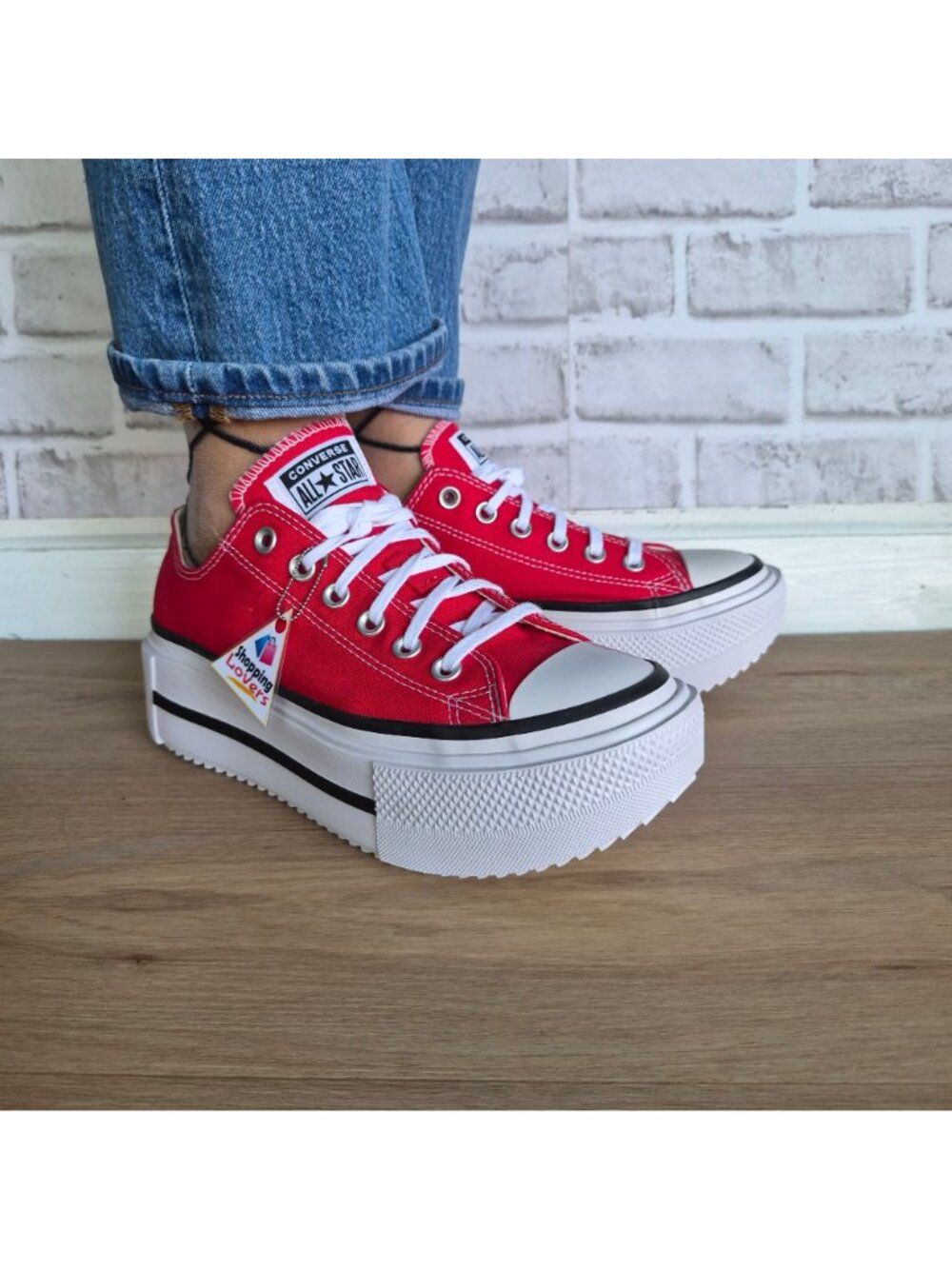 ⭐Converse Lift Double Stack Platform Low Sz 11 Womens Shoes Sneakers Red A16515C - Picture 2 of 12